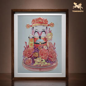 铜师傅 手工錾刻 铜雕画 《财神到（桌面）》书房办公室装饰画