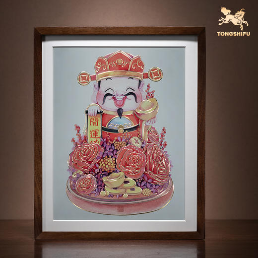 铜师傅 手工錾刻 铜雕画 《财神到（桌面）》书房办公室装饰画 商品图0