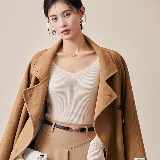 TG-03S199秋冬真丝羊毛V领女长袖打底衫 百搭纯色弹力桑蚕丝t恤女上衣 商品图1