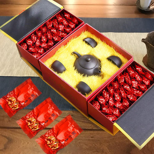 送礼精选【经典传承，手工缔造！】甄选铁观音茶+紫砂茶具礼盒装，清香型茶叶，乌龙茶礼盒装300g-sh 商品图0