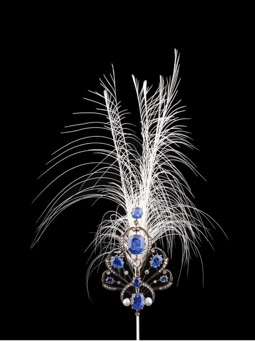 独角鹿西洋古董黄金镶钻石天然海水珍珠斯里兰卡蓝宝石冠冕吊坠 商品图2