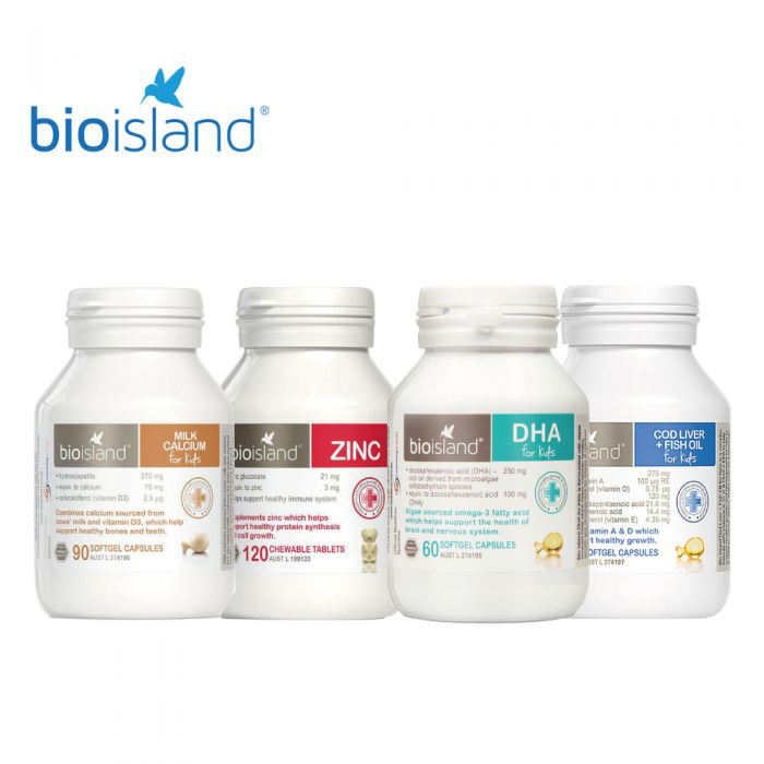 bioisland婴儿鱼肝油AD乳钙DHA藻类补脑护眼锌片 墨姐澳洲代购