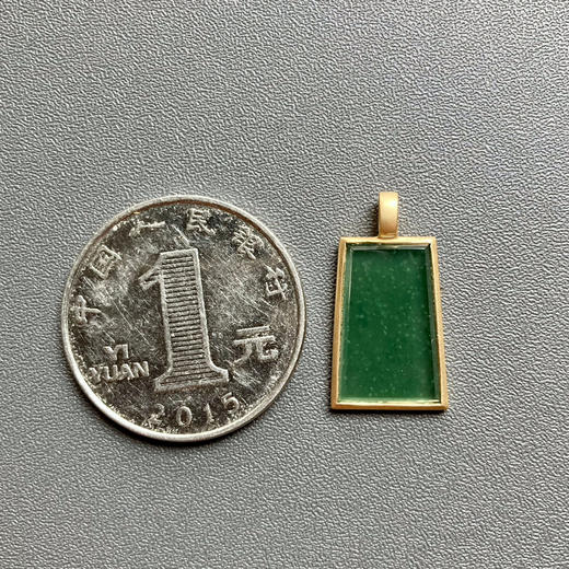 高冰种晴水绿翡翠平安无事牌18k黄金镶嵌 商品图3