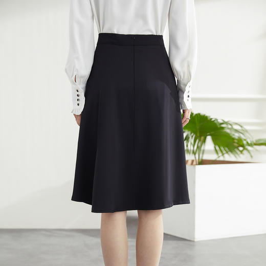 罗蒙春夏女士半身裙舒适通勤清新商务通勤A字中长伞裙女 商品图3