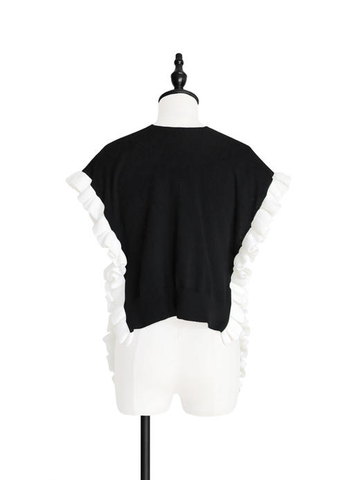 TYNVIE 多用途羊绒混纺背心/披肩 - 黑白 商品图4