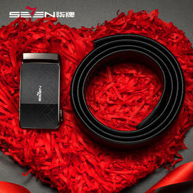 【特价】柒牌男装配饰皮带自动扣休闲商务百搭中年青年黑色西装裤带礼盒装	124P70030