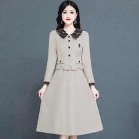 YQM 262116-Y厚款针织毛绒连衣裙时尚假两件中长连衣裙