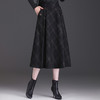 格子简约修身时尚大摆A字裙松紧腰气质毛呢半身裙MYX-JYM-55323-L 商品缩略图1