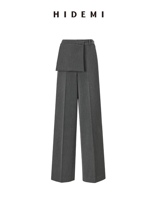 HIDEMI 节日系列可拆卸腰包设计感阔腿西裤 黑色/灰色 商品图14