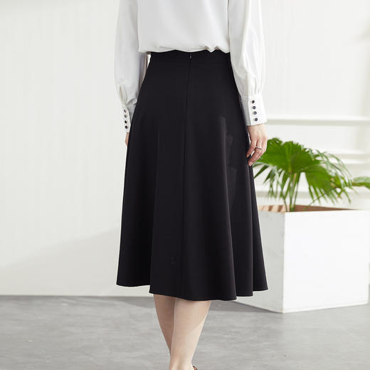 罗蒙春秋款女士半身裙优雅百搭大众日常A字伞裙女 商品图3