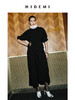 HIDEMI 节日系列褶皱不对称设计感黑色显瘦连衣裙 商品缩略图3