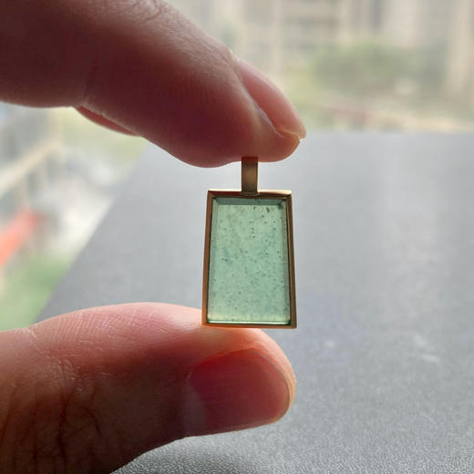 高冰种晴水绿翡翠平安无事牌18k黄金镶嵌 商品图7