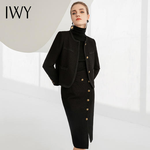IWY/黑色气质小香风外套修身显瘦短外套女西装224004C1+S1 商品图1