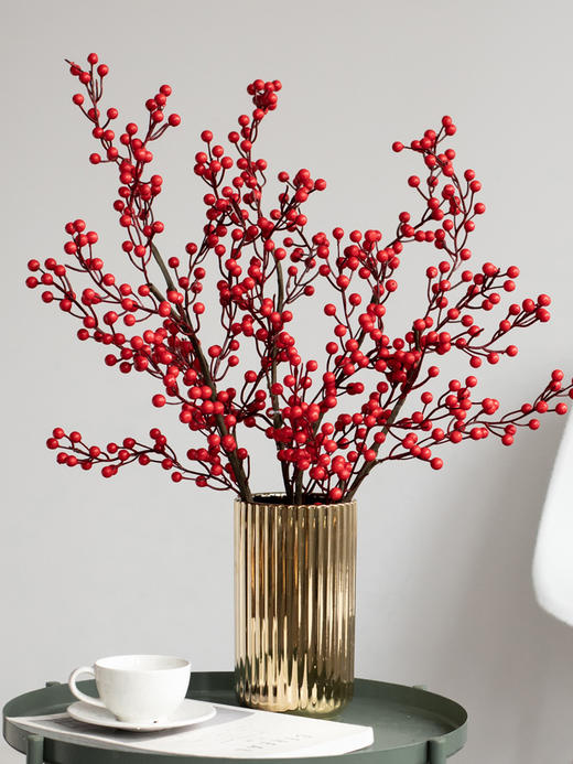 南十字星 中式仿真如意红果发财浆果枝假花客厅电视柜装饰 商品图0