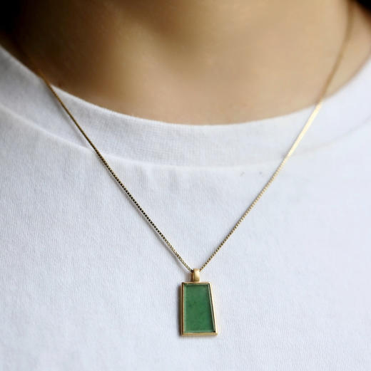 高冰种晴水绿翡翠平安无事牌18k黄金镶嵌 商品图9