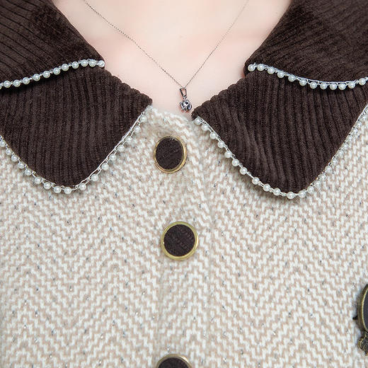 YQM 262116-Y厚款针织毛绒连衣裙时尚假两件中长连衣裙 商品图3