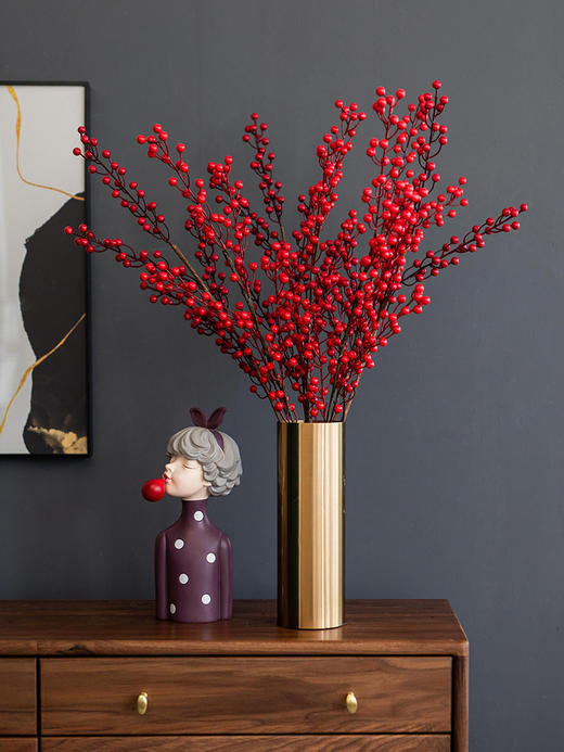 南十字星 中式仿真如意红果发财浆果枝假花客厅电视柜装饰 商品图4