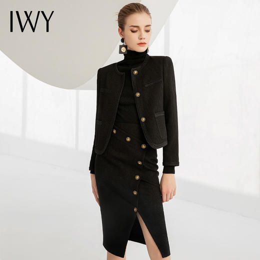 IWY/黑色气质小香风外套修身显瘦短外套女西装224004C1+S1 商品图0