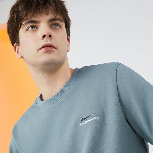 【特价】柒牌男士圆领卫衣春秋款时尚百搭字母绣花长袖T恤中青年上衣	123W70290 商品图1