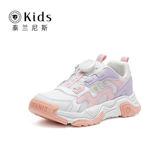 泰兰尼斯kids童鞋女童旋钮运动鞋男童春季透气中大童跑步鞋老爹鞋 T01D3A2613 商品图1