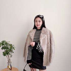 皮毛一体西装领皮草外套