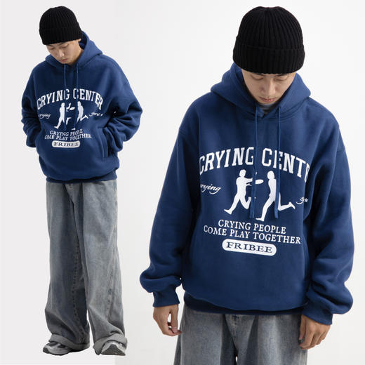CryingCenter 加厚玩飞盘的人字母印花卫衣宽松舒适 哭喊中心 商品图2
