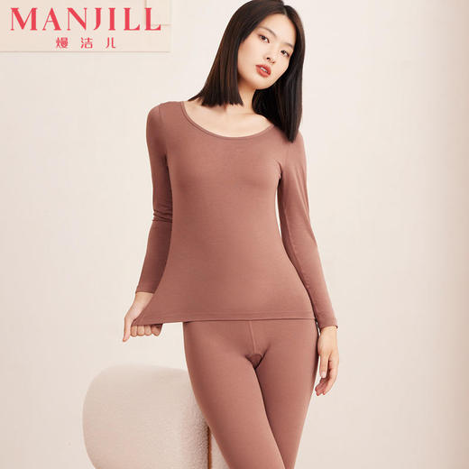 熳洁儿 保暖冬男女情侣款舒适150g吸湿发热美雅碧隐形圆领保暖衣裤22707111/22707911/22707112/22707912 商品图2