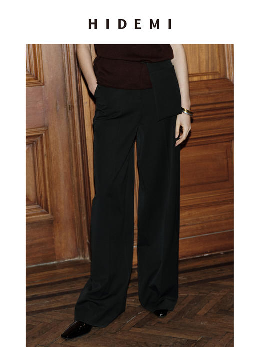 HIDEMI 节日系列可拆卸腰包设计感阔腿西裤 黑色/灰色 商品图6