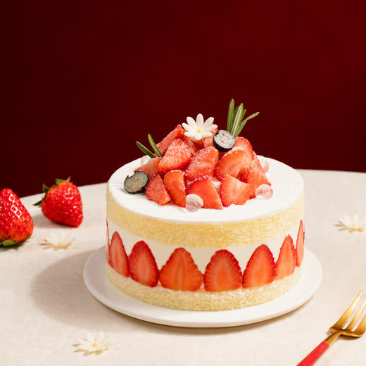 【想我了莓】5英寸草莓下午茶，香甜草莓加动物奶油。暖冬特惠。（yq赣州幸福西饼蛋糕） 商品图0