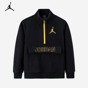JORDAN童装冬新款男童AJ半拉链套头加绒金标卫衣外套JD2242048