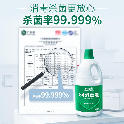 【品牌直发】【可以洗水果的84！】蓝月亮专业级84消毒液1.2kg*2瓶家庭餐具地板家具表面白色衣服 商品图2