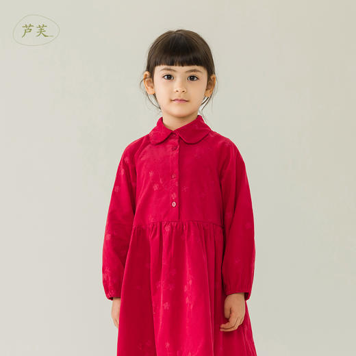 【马克珍妮 芦芙】秋装新款 刺绣小花灯芯绒连衣裙221303 商品图0