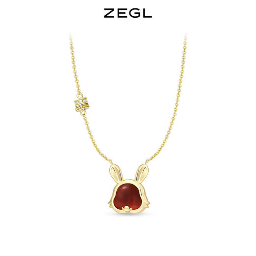 ZEGL设计师本命年系列发财兔红玛瑙项链女925纯银轻奢小众锁骨链 商品图0