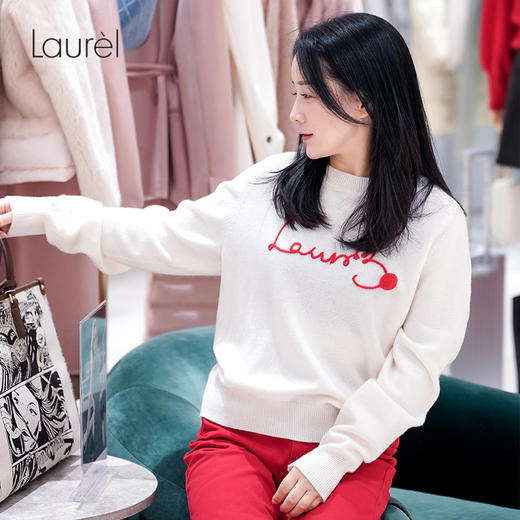 Laurel劳芮撞色针织衫 绵羊毛山羊绒混纺毛衣LWL341M01100 商品图6