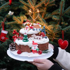 圣诞限定｜圣诞叠叠乐，草莓水果奶油夹心，巧克力奶油抹面