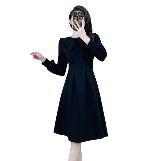 奢姿2024年秋装新款大码女装赫本风荷叶领连衣裙胖妹妹时尚裙子9931852529 商品图4