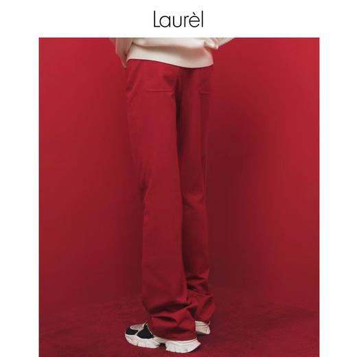 Laurel劳芮喜庆红色休闲裤100%棉LWL341K06400 商品图2