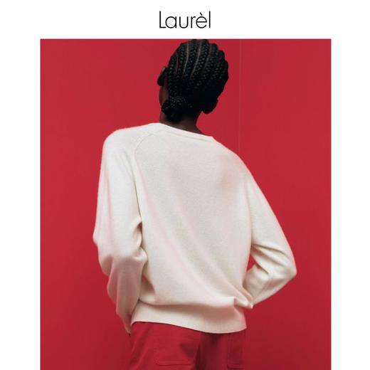 Laurel劳芮撞色针织衫 绵羊毛山羊绒混纺毛衣LWL341M01100 商品图9