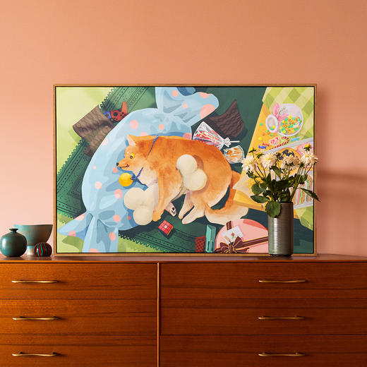 多喜爱高清数码布艺装饰画 萌宠系列猫狗大战之高萌狗狗cs 商品图0