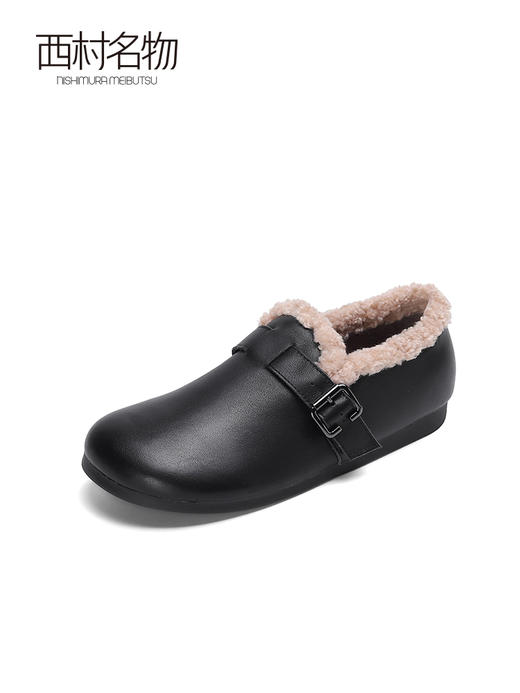 西村名物加绒保暖妈妈鞋棉鞋女一脚蹬2022年冬季豆豆鞋软底37781 商品图1