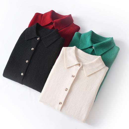 QHJY-JYPL2218秋季新款羊毛开衫外套衬衣领/POLO领毛衣外穿针织衫女式上衣 商品图1