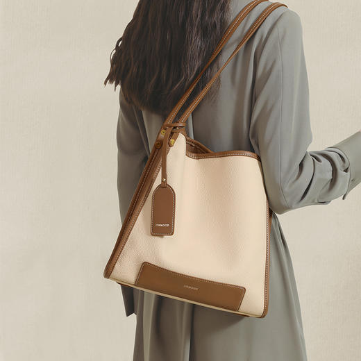 togo牛皮手提托特包购物袋水桶包女小众单肩腋下包包 商品图0