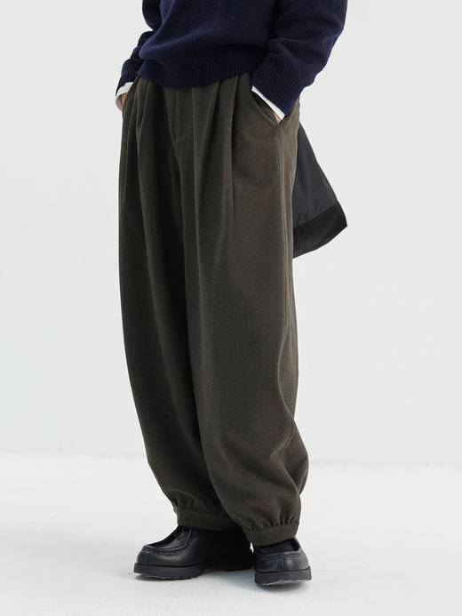 步履不停/2D43030C/打褶收口毛呢灯笼裤 商品图0