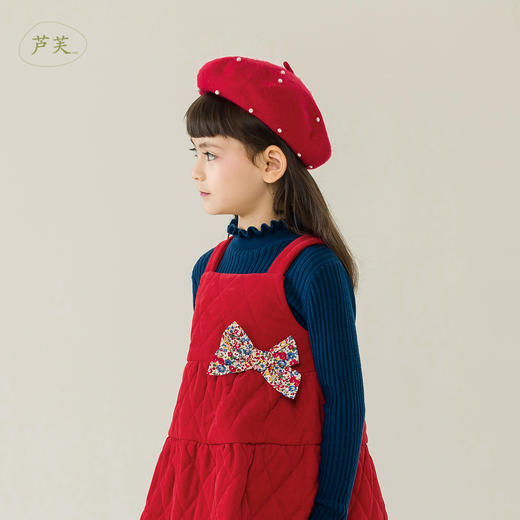【马克珍妮 芦芙】秋冬新款 女童灯芯绒菱格夹棉背带裙221305 商品图0