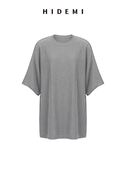 HIDEMI 节日系列美利奴羊毛极简廓形圆领中袖 黑色/灰色/巧克力色 商品图7