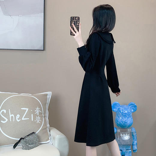 奢姿2024年秋装新款大码女装赫本风荷叶领连衣裙胖妹妹时尚裙子9931852529 商品图3