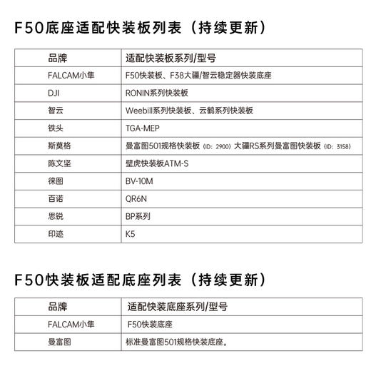 FALCAM小隼F50快装套件相机摄影机通用三脚架快拆板转换底座拓展配件 商品图2