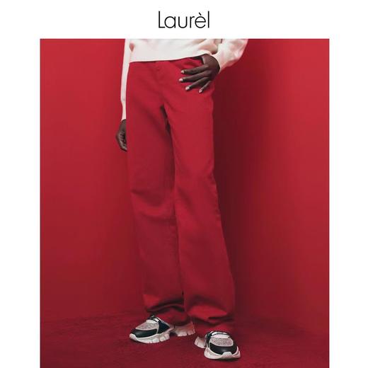 Laurel劳芮喜庆红色休闲裤100%棉LWL341K06400 商品图1
