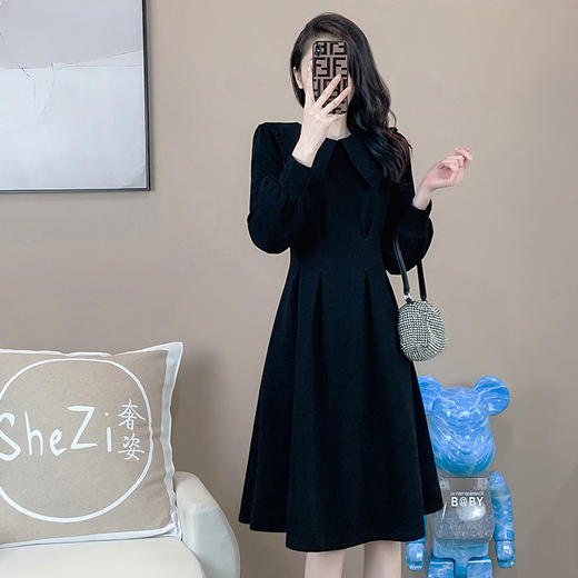 奢姿2024年秋装新款大码女装赫本风荷叶领连衣裙胖妹妹时尚裙子9931852529 商品图1