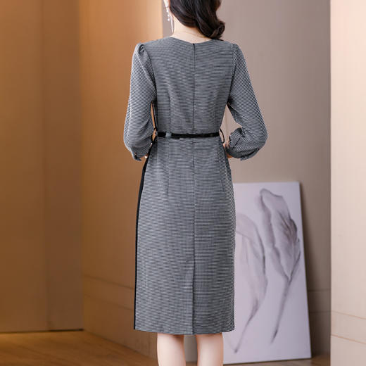 AHM ybb6971时尚气质优雅连衣裙蕾丝撞色系带显瘦包臀裙 商品图3